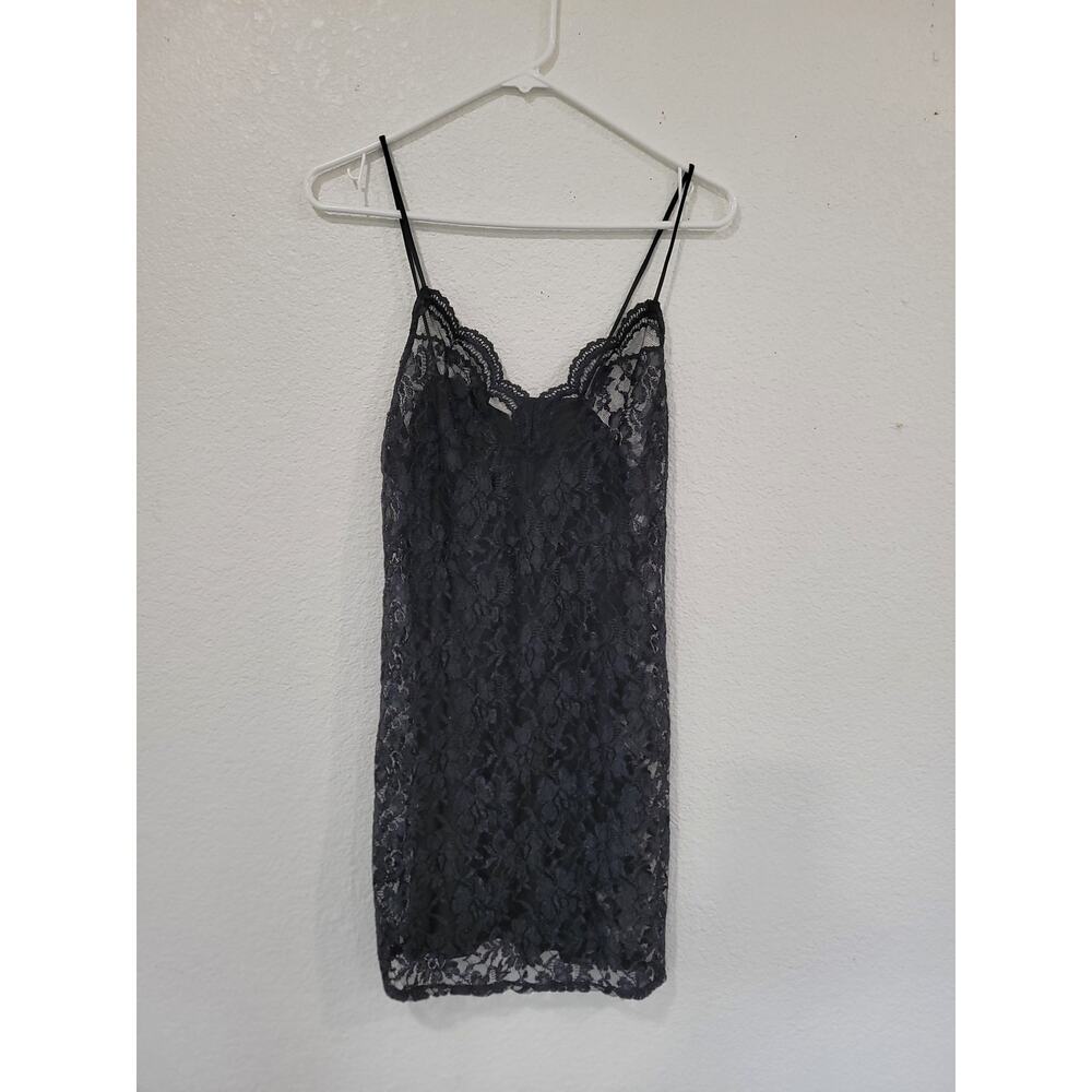 Delicates Women's Black Lace Mini Slip‎ Dress size Small Sleepwear  #17